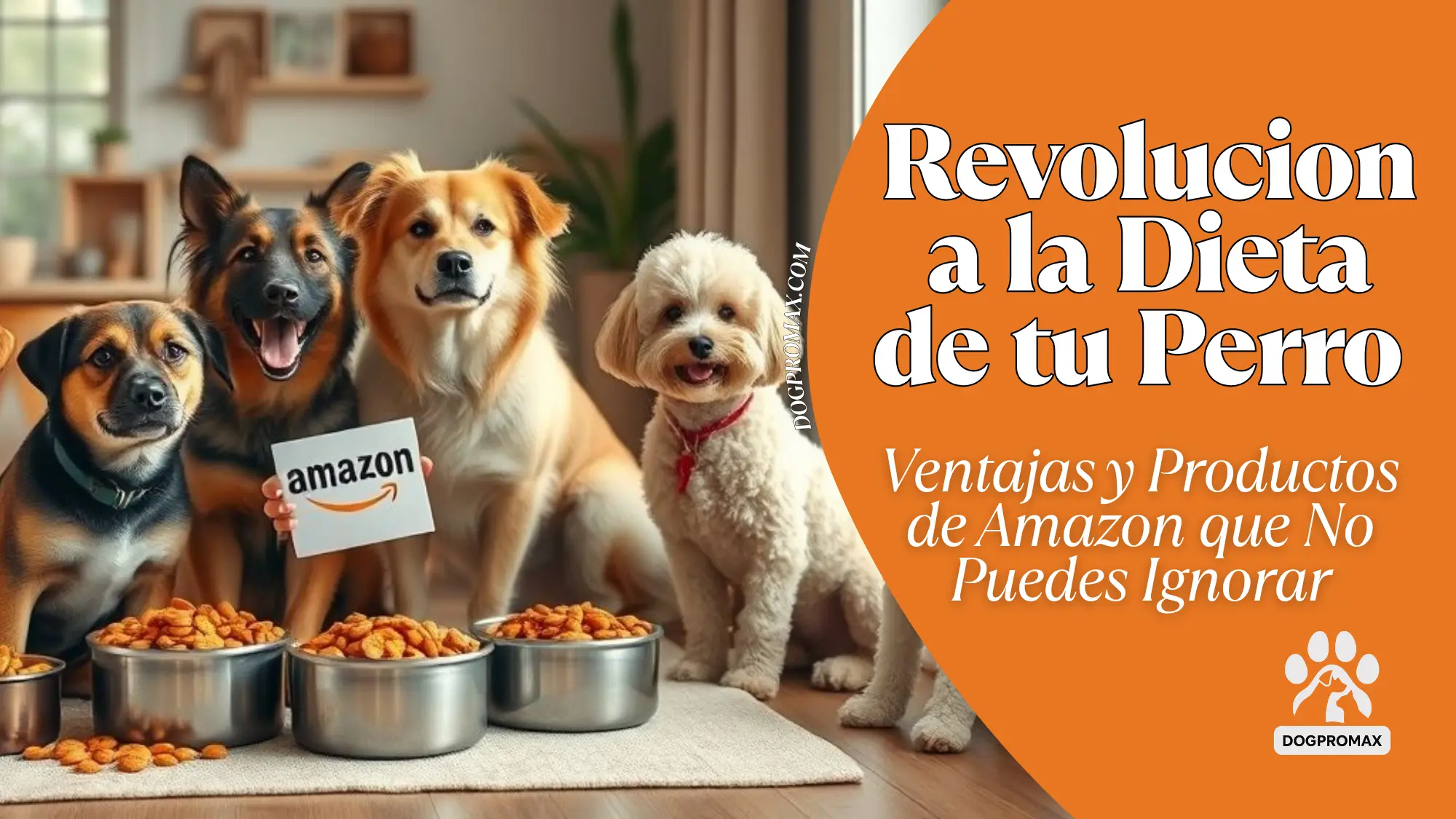 Revoluciona la Dieta de tu Perro | ventajas y Productos de Amazon que No Puedes Ignorar 1 Perros de diferentes razas con dieta natural y productos de Amazon | Dogpromax