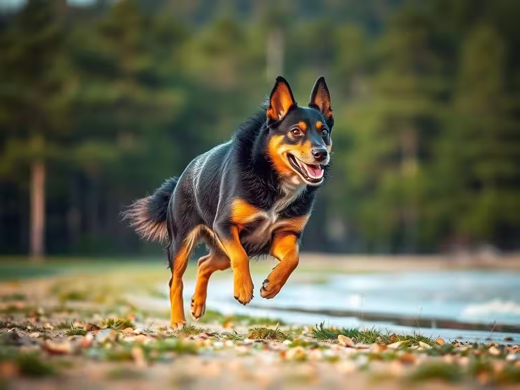 Proteínas en la Dieta BARF: La Guía Científica Definitiva para Transformar la Salud de tu Perro 1 Perro saludable corriendo en un campo verde, mostrando vitalidad gracias a la dieta BARF.