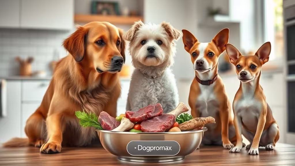 Perros comiendo dieta BARF 2025